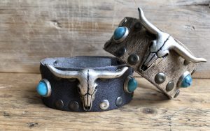 Handgemaakte stoere lederen armband LONGHORN