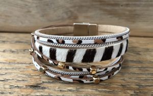 Luipaard lederen armband White