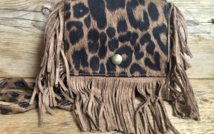 Kids suède tasje Leopard bruin