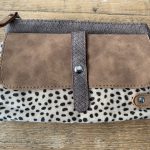 Schouder-crossbody tasje in bruin beige tinten