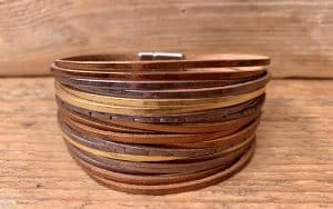 Leren armband brons/goud/taupe